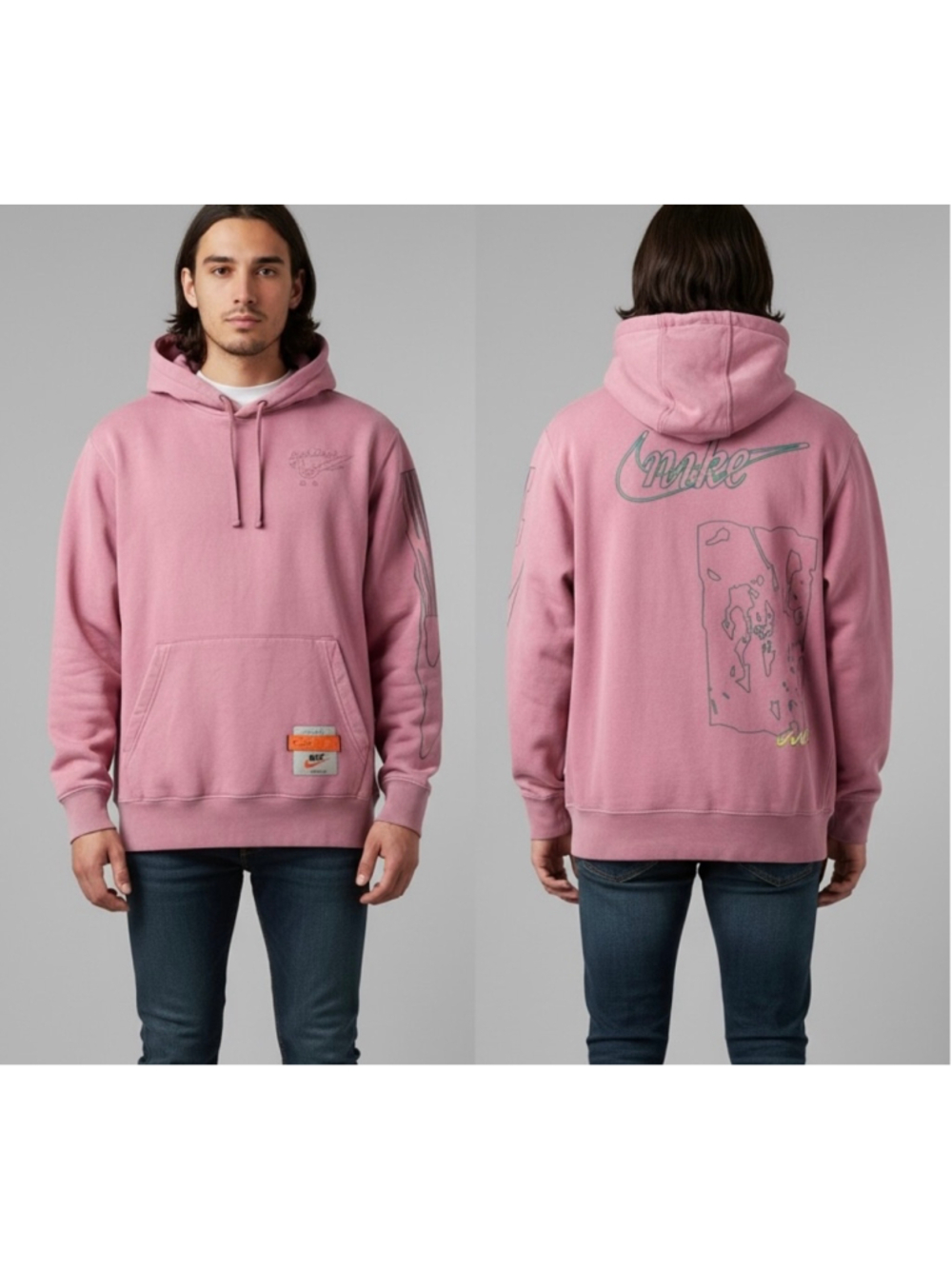 NIKE SPORTSWEAR WASHED DRIP CLUB FLEECE HOODIE. LARGE